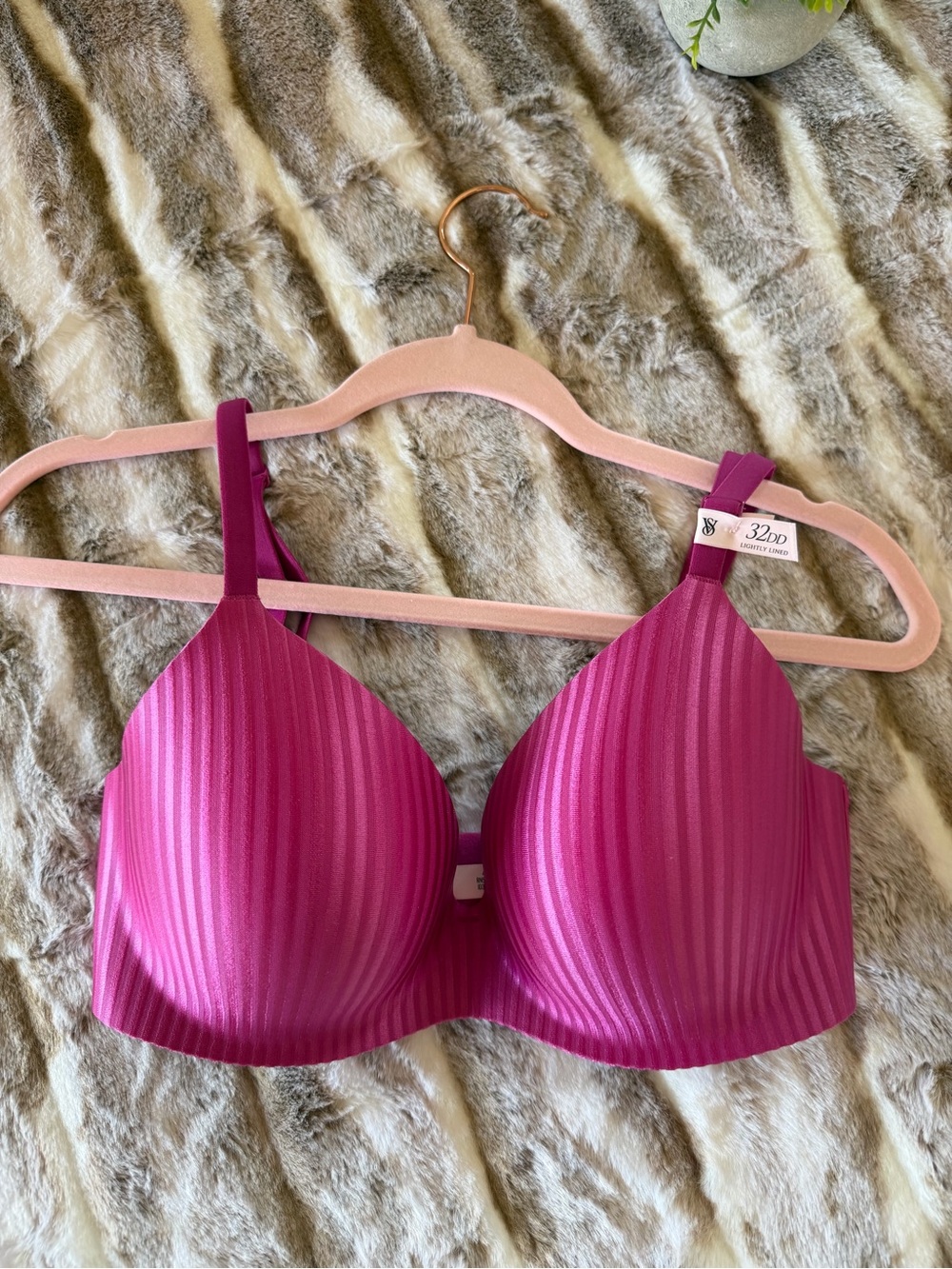 Victoria's Secret Magenta Striped T-Shirt Bra